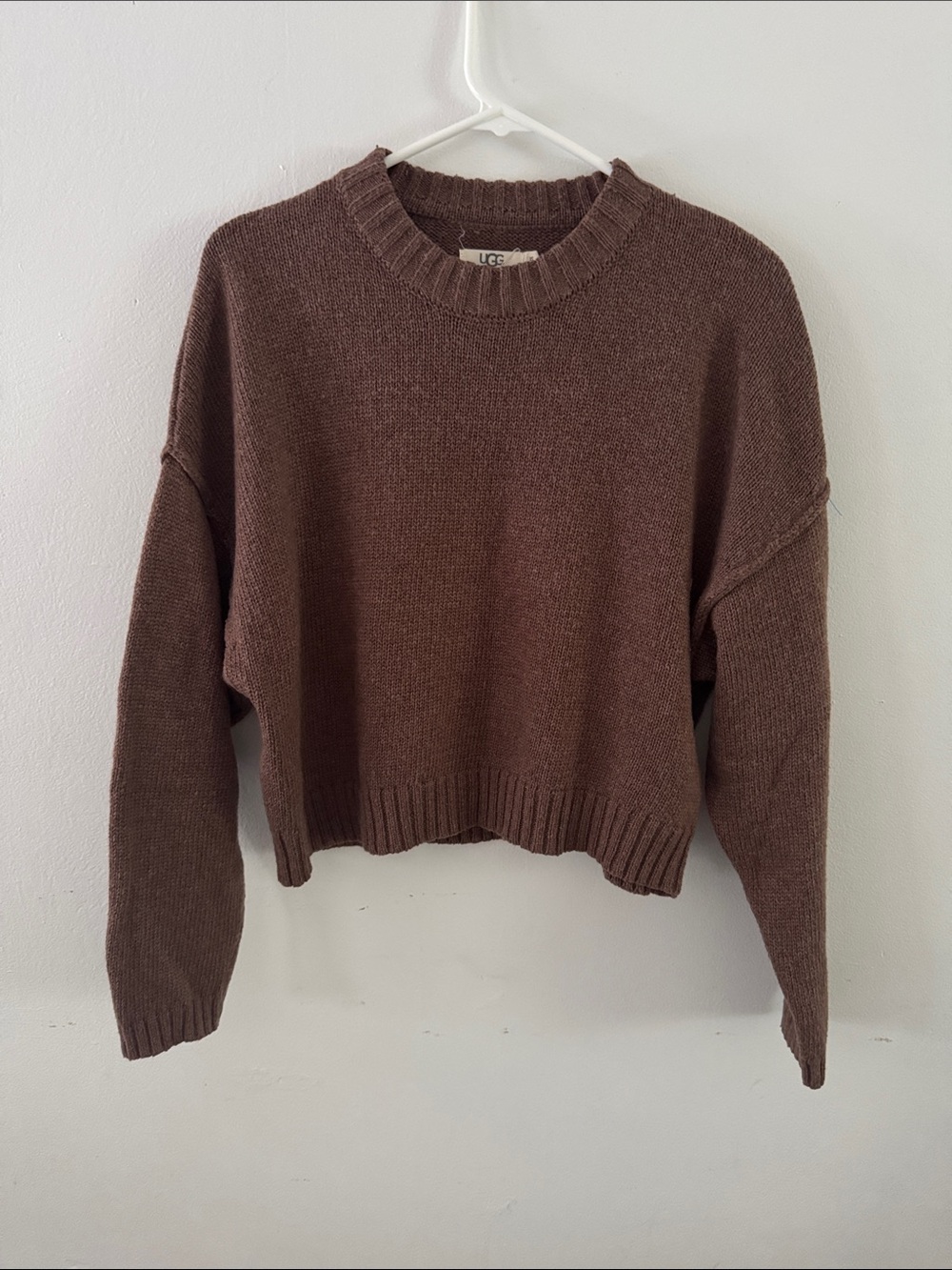 UGG Brown Cropped Crewneck Sweater Sz XS